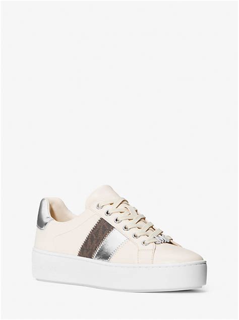 michael michael kors poppy leather and logo stripe sneaker|Michael Kors poppy lace up.